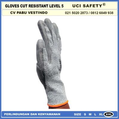 Tebal Sarung Tangan 4543 Sarung Tangan Anti Sayat safety Gloves Anti Pisau Potong Hand Gloves Coating Karet Warna Abu Abu Sarung Tangan Safety Kerja - Gambar 2