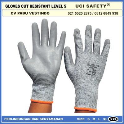 Uci Safety Tebal Motor, Berkebun, Mekanik, Bengkel, Tukang Sarung Tangan 4543 Karet Polyurethane Sarung Tangan Anti Potong Anti Sayat Berkualitas - Gambar 8