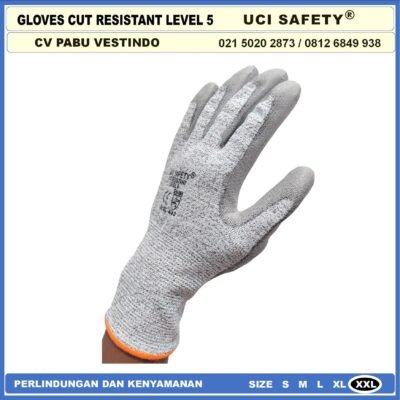 Telapak Tangan dilapisi karet Warna Abu Abu Pengaman kerja Sarung Tangan Safety Kerja Safety Gloves Kawat Besi Baja Kaca Pabrik industri Kontruksi Welding Proyek bengkel Ukuran M & L - Gambar 5