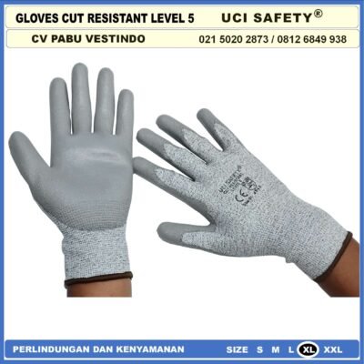 Anti Sayat Sarung Tangan 4543 Anti Pisau Potong Coating Karet - Gambar 5