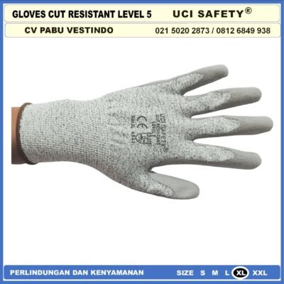 Uci Safety Gloves Kawat Besi Baja Kaca Pabrik industri Kontruksi Welding Proyek bengkel Ukuran M & L Level 5 Uci Safety Tebal Motor, Berkebun, Mekanik, Bengkel, Tukang - Gambar 8