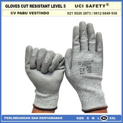 Warna Abu Abu Pengaman kerja Sarung Tangan Safety Kerja Safety Gloves Kawat Besi Baja Kaca Pabrik industri Kontruksi Welding Proyek bengkel Ukuran M & L Level 5 - Gambar 3