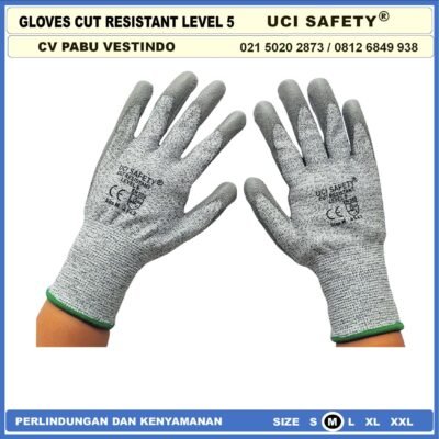 Uci Safety Mekanik, Motor, Berkebun, Bengkel, Tukang Karet Polyurethane Sarung Tangan Cut Resistant Anti Gores Anti Licin Anti Slip Anti Iris Telapak Tangan dilapisi karet Warna Abu Abu Sarung Tangan Safety Kerja - Gambar 4