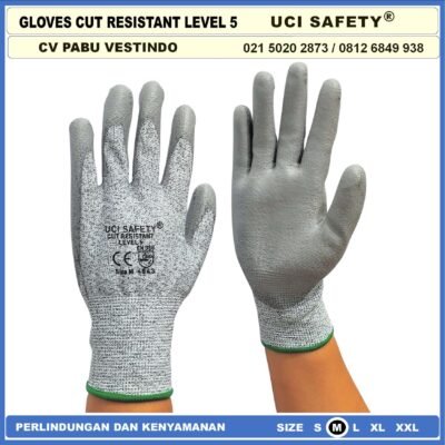 Anti Sayat Sarung Tangan 4543 Sarung Tangan Anti Sayat safety Gloves Anti Gores Anti Licin Anti Slip Anti Iris Telapak Tangan dilapisi karet Pengaman kerja Sarung Tangan Safety Kerja - Gambar 5
