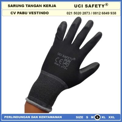 Sarung Tangan Safety Gloves Security Dilapisi Karet Industri Pabrik Uci Safety Motor Bengkel otomotif Bagunan Coating Karet Pengaman kerja Packing PU Statis Multitask Karet Palm Fit - Gambar 5