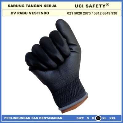 Sarung Tangan Hitam Black Uci Safety Karet Static Pengaman kerja