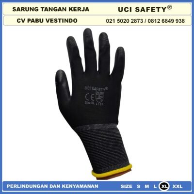 Sarung Tangan Industri Pabrik Uci Safety Polyurethane Karet PU