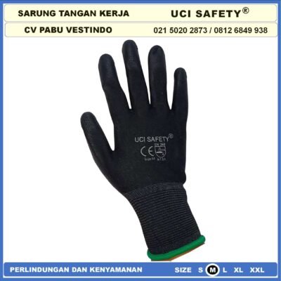 Sarung Tangan Tukang Telapak Tangan dilapisi karet Bahan Nylon Polyester Elektronik Assembly Static Multi Purpose Polyurethane Kerja Palmfit Safety Gloves Security Dilapisi Karet Industri Pabrik Uci Safety Motor Bengkel otomotif - Gambar 6