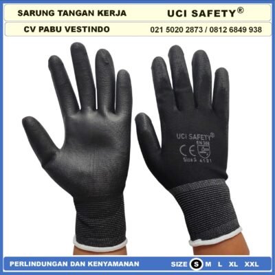 Sarung Tangan Uci Safety Montir Anti Slip Safety Gloves Polyurethane - Gambar 2