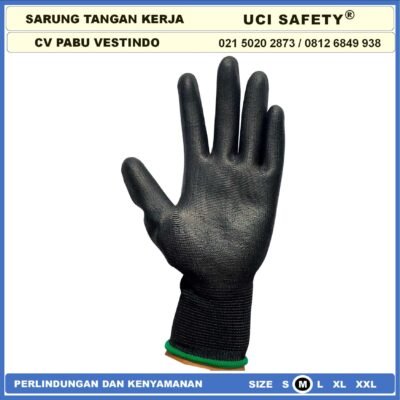 Uci Safety Sarung Tangan Karet Palm Fit Hitam Size XL - Gambar 5