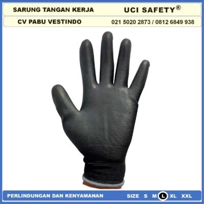 Uci Safety Hand Gloves Sarung Tangan PU Karet Industri Pabrik Kerja - Gambar 2