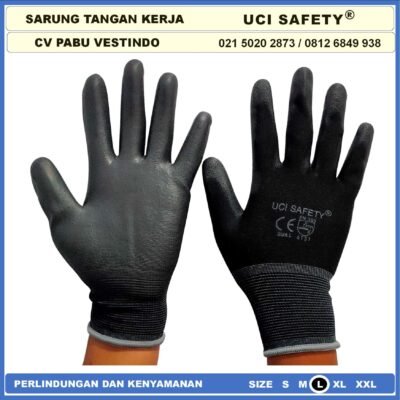 Sarung Tangan Uci Safety hand Glove PU Karet Mekanik Industri - Gambar 3