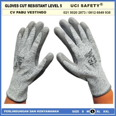 Coating Karet Telapak Tangan dilapisi karet Warna Abu Abu Pengaman kerja Sarung Tangan uci Safety Kerja Safety Gloves Kawat Besi Baja Kaca Pabrik industri Kontruksi Welding Proyek bengkel tambang multifungsi - Gambar 5