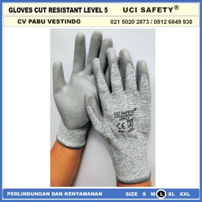Cut Resistant Anti Benda Tajam Anti Gores Hand Gloves Telapak Tangan dilapisi karet Safety Gloves Kontruksi Welding Proyek bengkel Level 5 Uci Safety Mekanik, Motor, Berkebun, Bengkel, Tukang - Gambar 7