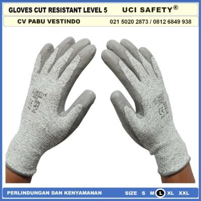 Anti Potong safety Gloves Kawat Besi Baja Kaca industri Uci Safety - Gambar 3
