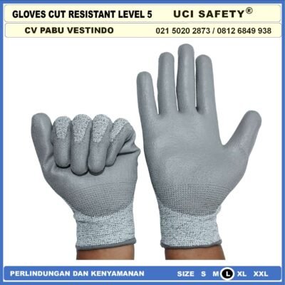 Anti Potong Mekanik, Motor, Berkebun, Bengkel, Tukang Karet Polyurethane Anti Potong Cut Resistant Anti Pisau Potong Hand Gloves Coating Karet Warna Abu Abu Pengaman kerja - Gambar 5