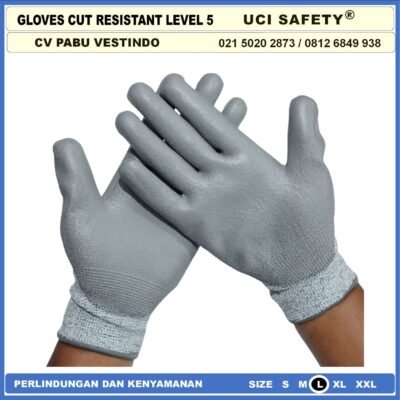 Cut Potong Glove Sarung Tangan Dilapisi karet - Gambar 4