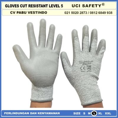 Anti Potong Cut Resistant Anti Benda Tajam Anti Gores Anti Licin Anti Slip Anti Iris Telapak Tangan dilapisi karet Pengaman kerja Safety Gloves Kontruksi Welding Proyek bengkel Level 5 - Gambar 7