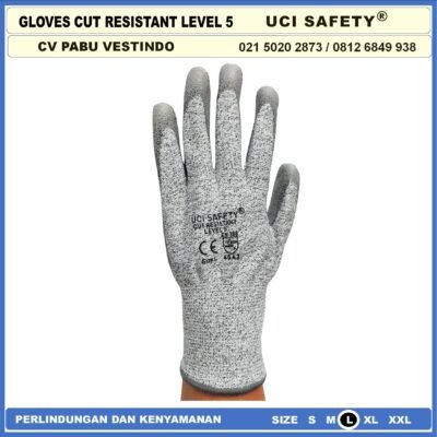 Tebal Sarung Tangan 4543 Sarung Tangan Anti Sayat safety Gloves Anti Pisau Potong Hand Gloves Coating Karet Warna Abu Abu Sarung Tangan Safety Kerja - Gambar 5
