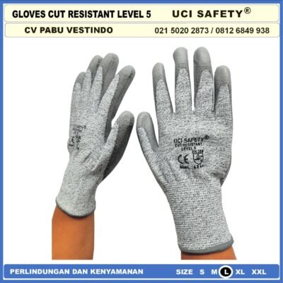 Anti Potong Cut Resistant Anti Benda Tajam Anti Gores Anti Licin Anti Slip Anti Iris Telapak Tangan dilapisi karet Pengaman kerja Safety Gloves Kontruksi Welding Proyek bengkel Level 5 - Gambar 5