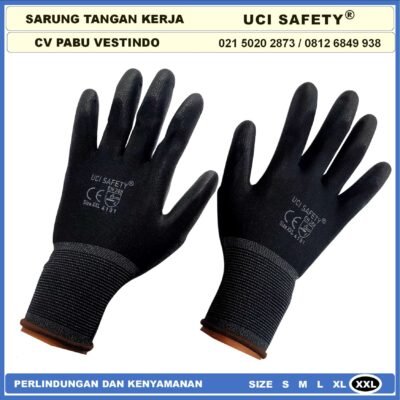 Sarung Tangan Packing, Kerja, Elektronik Static Multi Purpose Multitask Karet Palm Fit Size Ukuran S,M, L, XL Proyek Security Satpam Kerja Anti Slip Hitam Black Hand Gloves Berkebun Coating Karet Pengaman kerja Packing, Kerja, Elektronik Uci Safety - Gambar 8