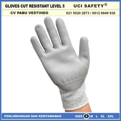 Anti Sayat safety Gloves Anti Pisau Potong Anti Gores Coating Karet Sarung Tangan Safety Kerja Kawat Besi Baja Kaca Pabrik industri Ukuran M & L Level 5 Tebal - Gambar 7