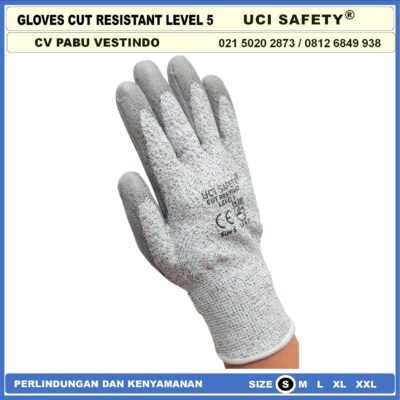 Anti Pisau Potong Hand Gloves Coating Karet Warna Abu Abu Sarung Tangan Safety Kerja Kawat Besi Baja Kaca Pabrik industri Ukuran M & L Uci Safety Motor, Berkebun, Mekanik, Bengkel, Tukang Karet Polyurethane - Gambar 7