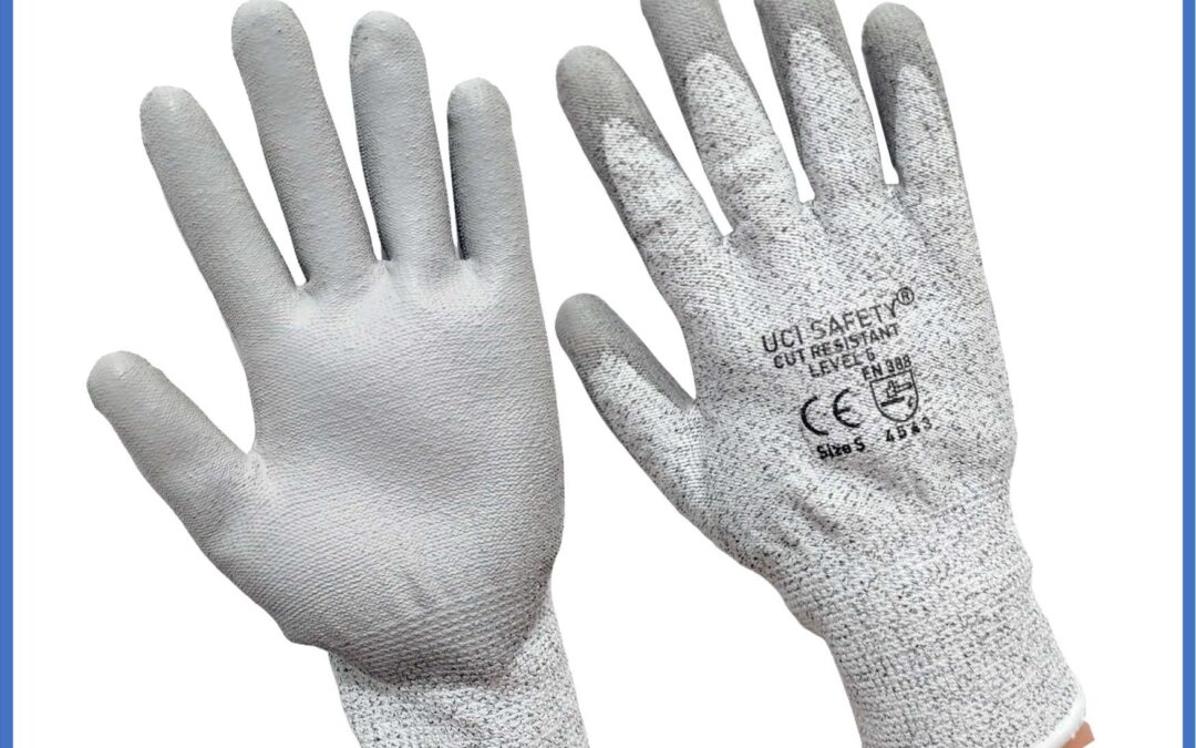 Cut Resistant safety Gloves Anti Benda Tajam Anti Pisau Potong Anti Gores Hand Gloves Anti Licin Anti Slip Anti Iris Coating Karet Telapak Tangan dilapisi karet Warna Abu Abu