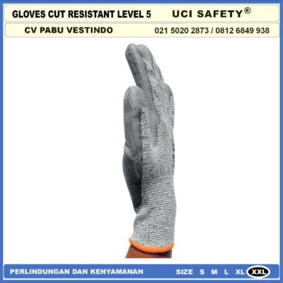 Anti Sayat safety Gloves Anti Pisau Potong Anti Gores Coating Karet Sarung Tangan Safety Kerja Kawat Besi Baja Kaca Pabrik industri Ukuran M & L Level 5 Tebal - Gambar 8