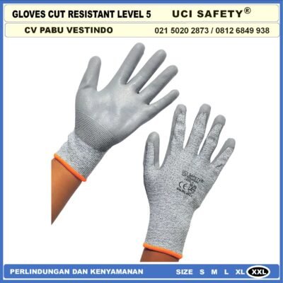 Sarung Tangan Tebal Sarung Tangan 4543 Sarung Tangan Anti Sayat Anti Benda Tajam Anti Gores Anti Licin Anti Slip Anti Iris Telapak Tangan dilapisi karet Warna Abu Abu - Gambar 5
