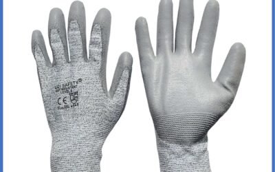 Telapak Tangan dilapisi karet Warna Abu Abu Pengaman kerja Sarung Tangan Safety Kerja Safety Gloves Kawat Besi Baja Kaca Pabrik industri Kontruksi Welding Proyek bengkel Ukuran M & L Level 5 Uci Safety
