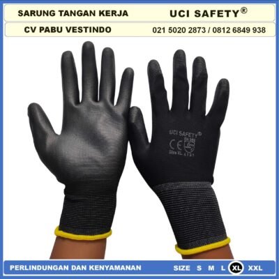 Sarung Tangan Ukuran S,M, L, XL Security Anti Slip Uci Safety Bengkel - Gambar 3