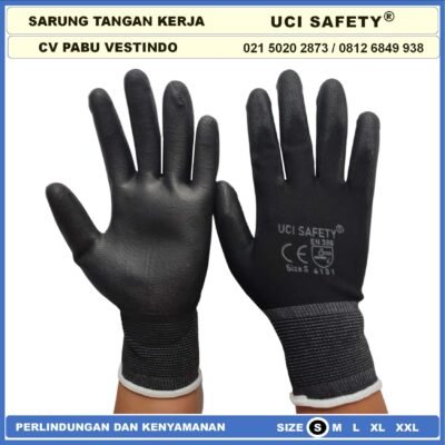 Uci Safety Sarung Tangan Palmfit Safety Gloves Proyek Satpam Kerja - Gambar 3