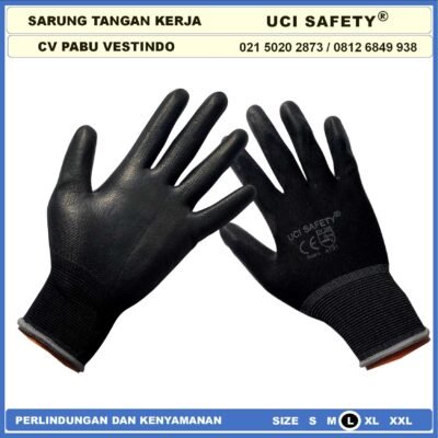 Uci Safety Sarung Tangan Polyurethane Kerja Palm Fit Ukuran S,M, L, XL - Gambar 2