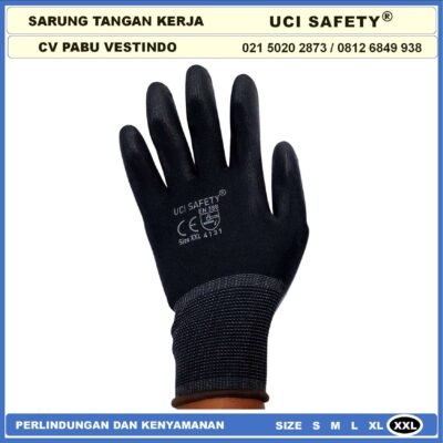 Sarung Tangan Packing, Kerja, Elektronik Static Multi Purpose Multitask Karet Palm Fit Size Ukuran S,M, L, XL Proyek Security Satpam Kerja Anti Slip Hitam Black Hand Gloves Berkebun Coating Karet Pengaman kerja Packing, Kerja, Elektronik Uci Safety