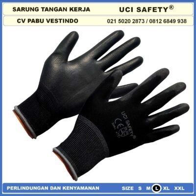 Uci Safety Sarung Tangan Coating Karet Bahan Nylon Polyester Kerja - Gambar 3