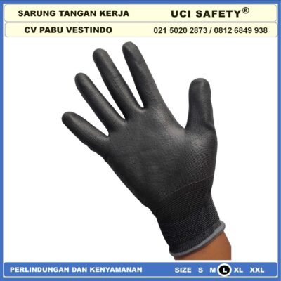 Uci Safety Sarung Tangan Karet Palm Fit Hitam Size XL - Gambar 2