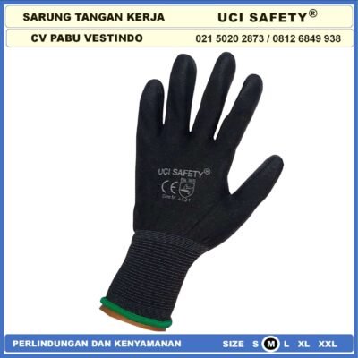 Uci Safety Hitam Sarung tangan Palmfit Size M