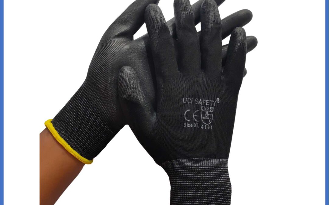 Bahan Nylon Polyester Polyurethane Safety Gloves Industri Pabrik Berkebun PU Kerja