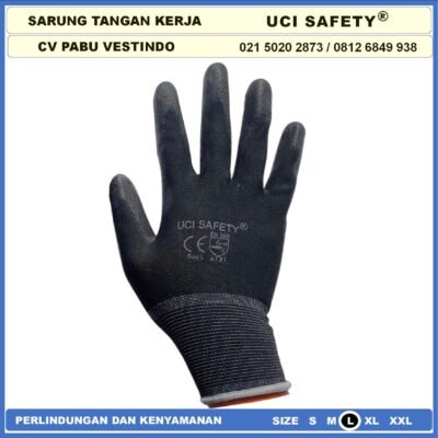 Uci Safety Sarung Tangan Karet Palm Fit Hitam Size XL - Gambar 7