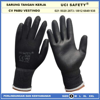 Kerja Uci Safety Sarung Tangan Karet hitam Hand Glove Work Rubber - Gambar 8