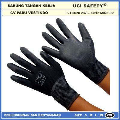 Uci Safety Sarung Tangan Tukang Telapak Tangan dilapisi karet Security - Gambar 3
