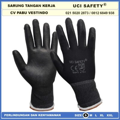 Uci Safety Sarung Tangan Bagunan Coating Karet Bahan Nylon Polyester - Gambar 3