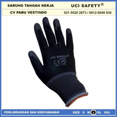 Uci Safety Sarung Tangan Polyurethane Kerja Palm Fit Ukuran S,M, L, XL - Gambar 6