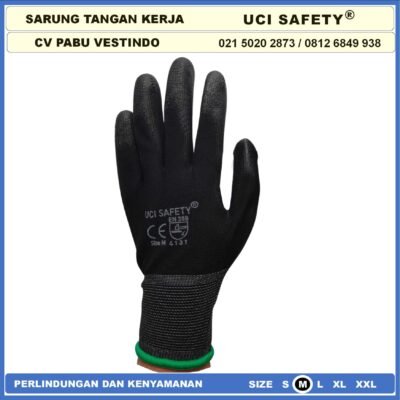 Sarung Tangan Uci Safety Motor, Mekanik, Bengkel, Montir, otomotif Proyek Bagunan Tukang Telapak Tangan dilapisi karet Sarung Tangan Safety Kerja Static Multi Purpose Multitask Karet Palm Fit Size Ukuran S,M, L, XL Proyek Security Satpam Kerja Anti Slip - Gambar 4