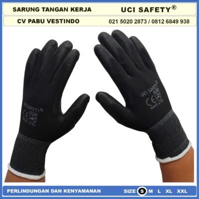 Uci Safety Sarung Tangan Coating Karet Bahan Nylon Polyester Kerja - Gambar 5