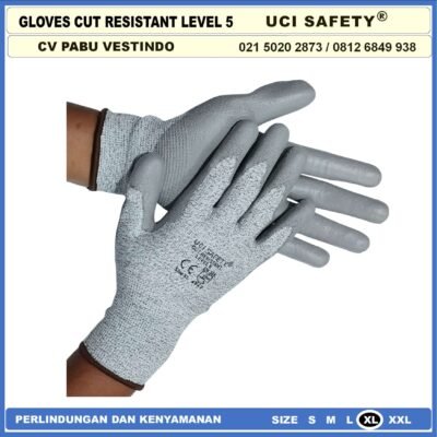 Cut Resistant Karet Polyurethane Anti Potong Cut Resistant Anti Benda Tajam Hand Gloves Coating Karet Warna Abu Abu Sarung Tangan Safety Kerja Safety Gloves - Gambar 8