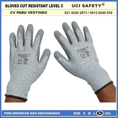 Anti Potong Cut Resistant Anti Benda Tajam Anti Pisau Potong Anti Licin Anti Slip Anti Iris Pengaman kerja Safety Gloves Kontruksi Welding Proyek bengkel Ukuran M & L Uci Safety - Gambar 5
