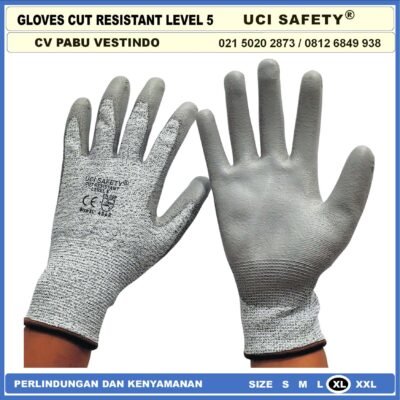 Uci Safety Tebal Motor, Berkebun, Mekanik, Bengkel, Tukang Sarung Tangan 4543 Karet Polyurethane Sarung Tangan Anti Potong Anti Sayat Cut Resistant safety Gloves - Gambar 6