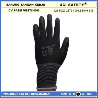 Uci Safety Karet Telapak Tangan dilapisi karet Bahan Nylon Polyester - Gambar 5